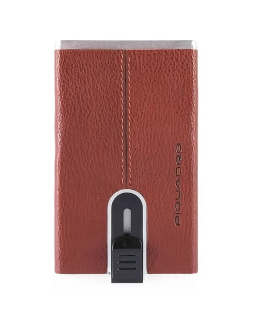 Piquadro Red Logo-Engraved Leather Cardholder for men