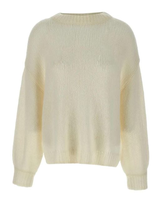 Maglione Con Maniche A Spalla Bassa di Soft Goat in Natural