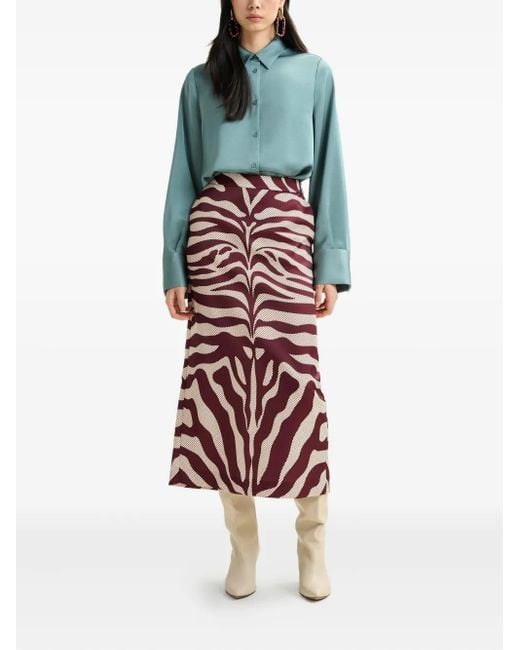 Essentiel Antwerp Red Zebra-Print Mid Skirt