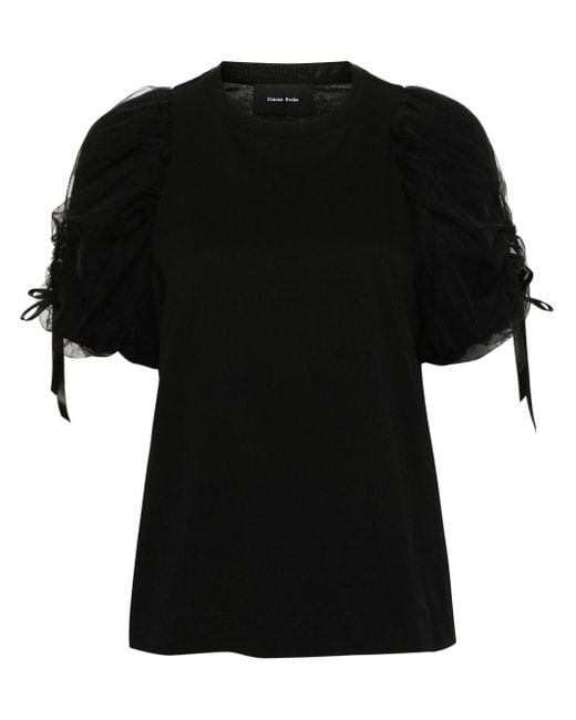 Simone Rocha Katoenen T-shirt Met Ruchemouwen in het Black