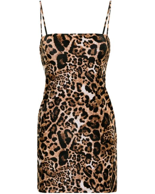 Vetements Black Leopard-print Velvet Minidress