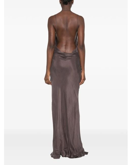 ANDAMANE Brown Cowl-Neck Backless Maxi Dress