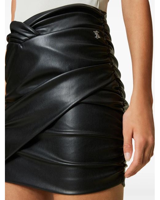 Twinset Black Myfo Gathered Mini Skirt