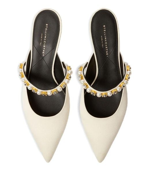 Stella McCartney White Elsa Pearl-Embellished Kitten Heels