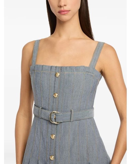 Cinq À Sept Blue Button Belted Midi Dress
