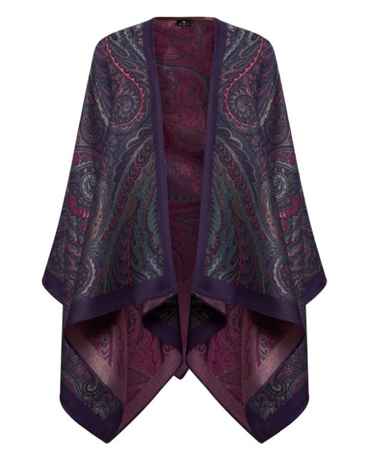 Etro Purple Paisley Open-Front Cape