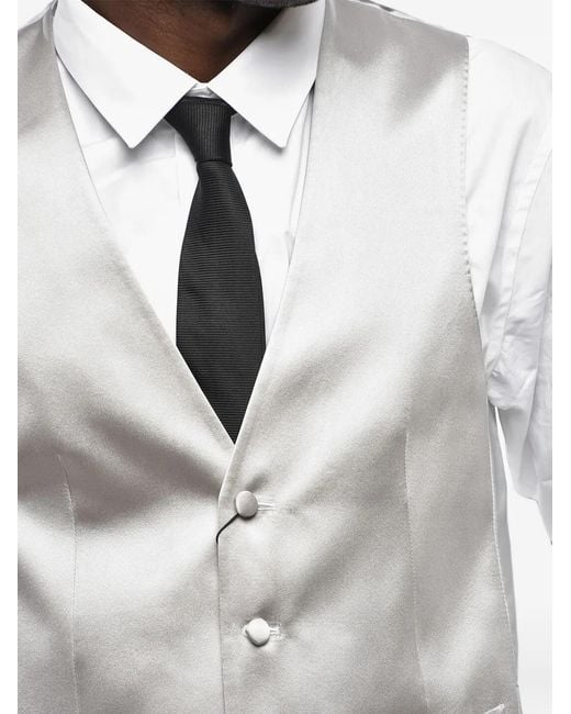 Corneliani Gray V-Neck Silk Waistcoat for men