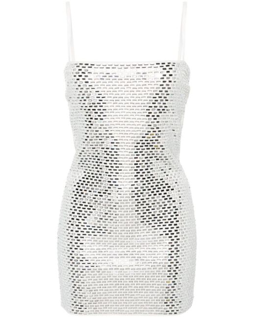 retroféte Mini-jurk Met Stras in het White