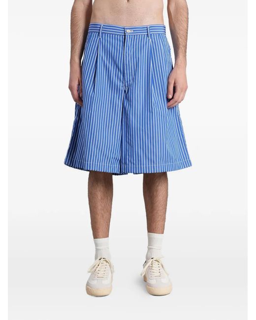 Comme des Garçons Blue Short Rayé À Design Plissé for men