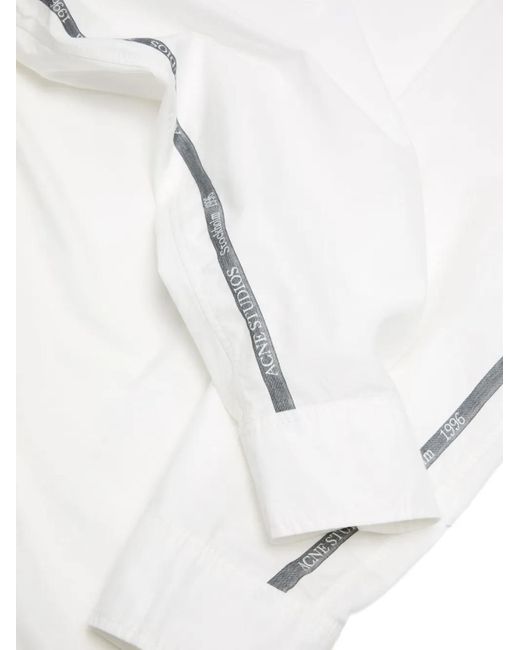 Acne White Logo-Detail Cotton Shirt for men