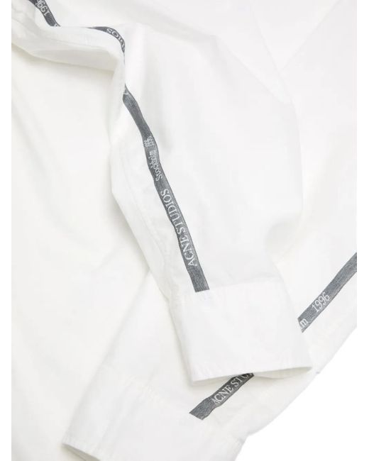 Acne White Logo-Detail Cotton Shirt for men