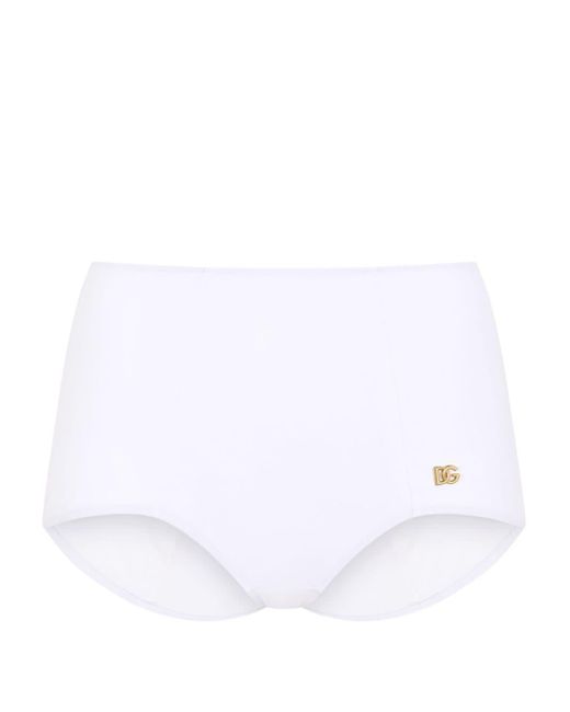Dolce & Gabbana White Logo-appliqué Bikini Bottoms