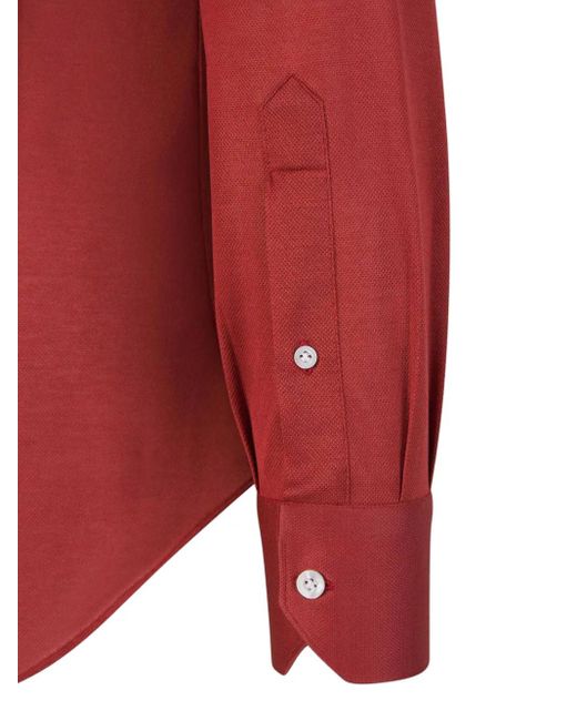 Fray Red Button-Down Piqué Shirt for men