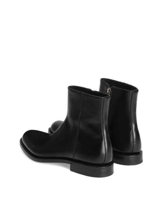 Dolce & Gabbana Black Zippered Leather Ankle Boots for men