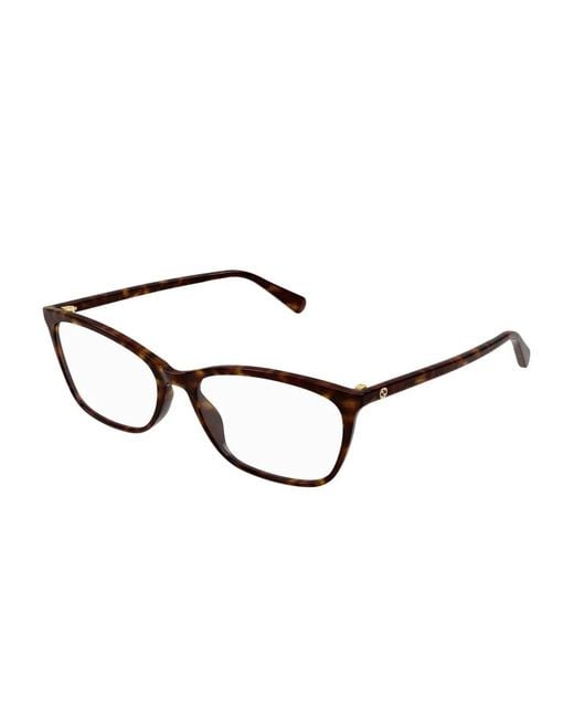 Gucci Brown Rectangle-Frame Glasses