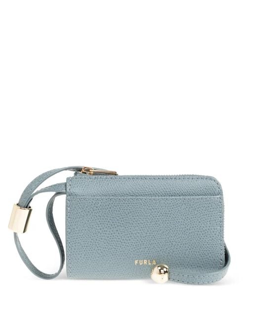 Furla Blue Laura Medium Embossed-Logo Wallet