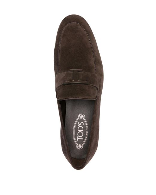 Tod's Brown T Timeless Suede Loafers for men