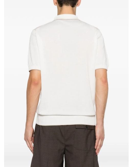 Panicale White Geometric-Pattern Polo Shirt for men