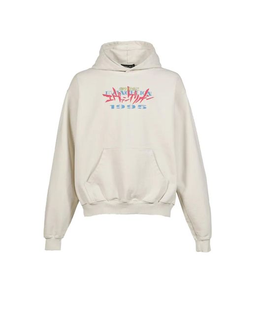 EVANGELI0N 95 White Graphic-Print Cotton Hoodie for men