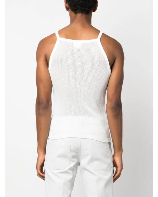 Courreges White Bumpy Contrast Mesh Tank Top for men