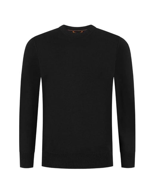 Parajumpers Black Logo-Patch Crew-Neck Sweater for men
