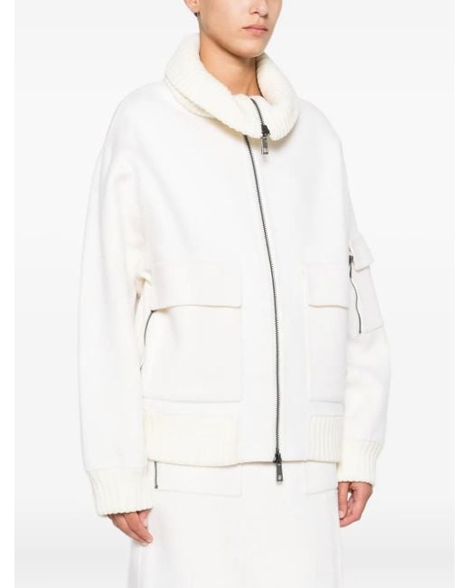 P.A.R.O.S.H. White Zip-front Patch-pocket Jacket