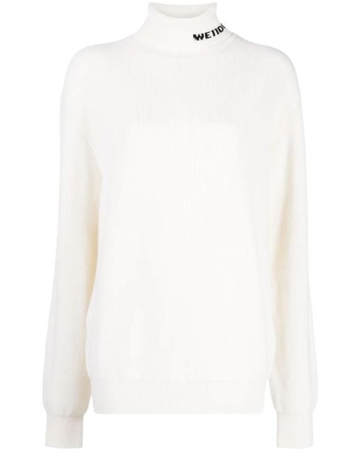 we11done White Intarsia-Knit Roll-Neck Jumper