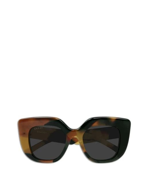 Gucci Black Tortoiseshell-Effect Cat-Eye Sunglasses