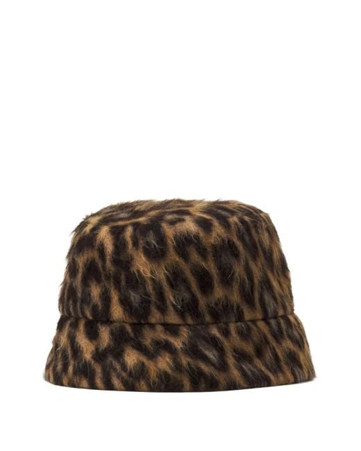 Lanvin Brown Leopard-Print Bucket Hat for men