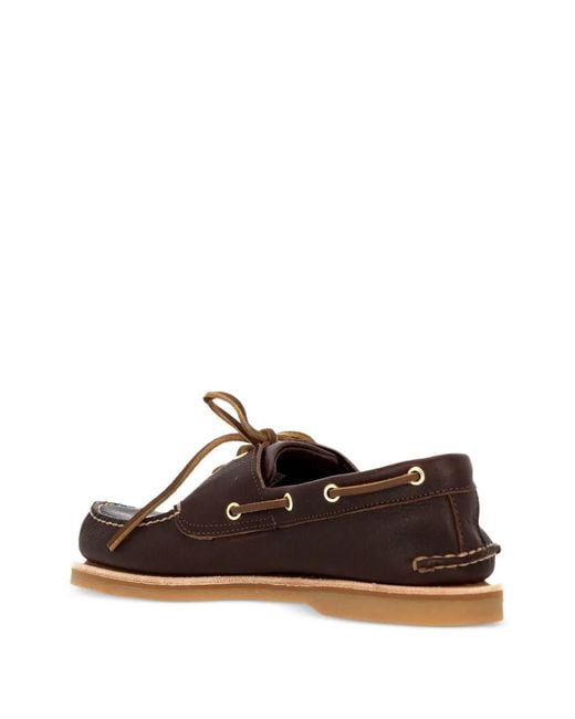 Timberland Brown Lace-Up Leather Boat Shoes for men