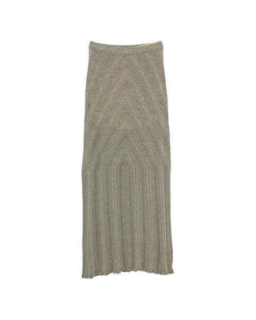 Twinset Gray Patterned Midi Skirt