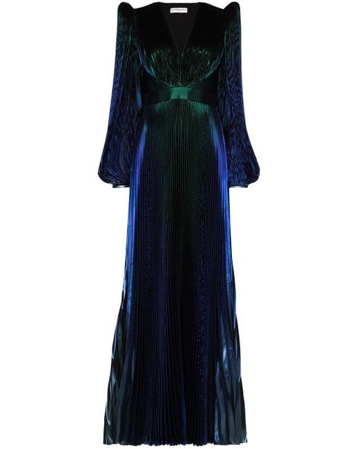 Givenchy Blue Pouf Sleeve Pleated Gown