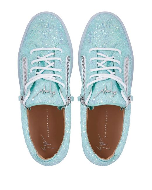 Giuseppe Zanotti Green Zip-Detail Glitter Trainers