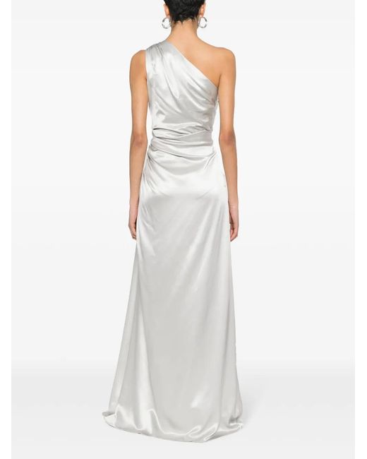 Dolce & Gabbana White Off-Shoulder Silk Gown