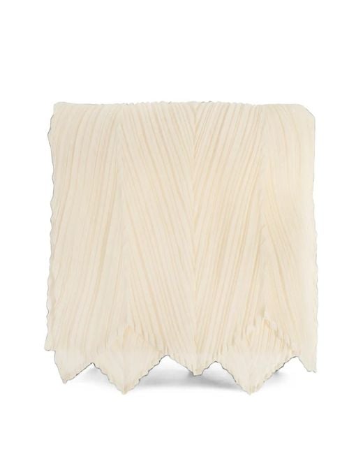Pleats Please Issey Miyake Natural Pleated Zigzag-Edge Scarf