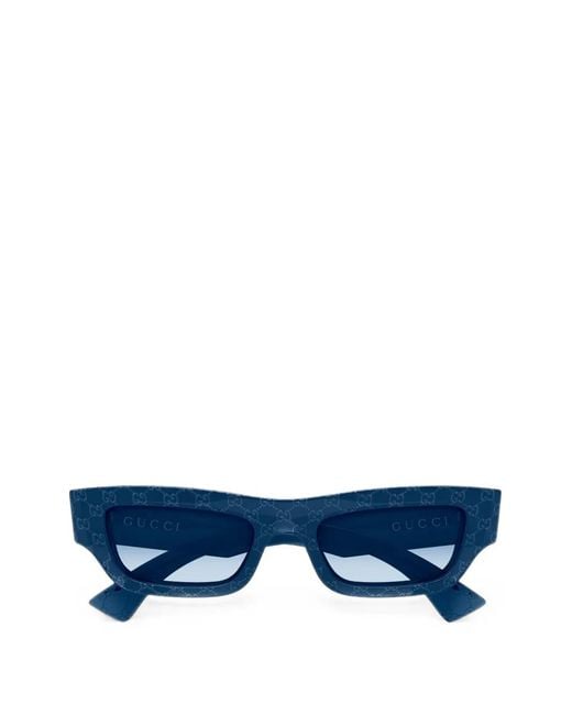 Gucci Blue Gg Supreme Rectangle-Frame Sunglasses for men