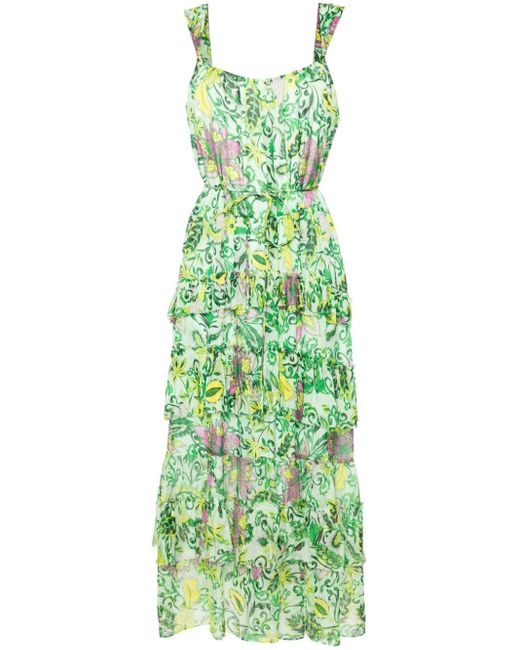 Diane von Furstenberg Green Moderna Floral-print Midi Dress