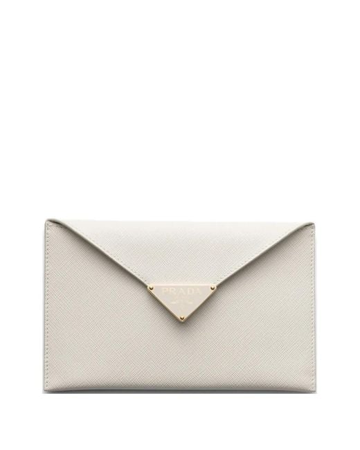 Prada Natural Saffiano Leather Envelope Clutch