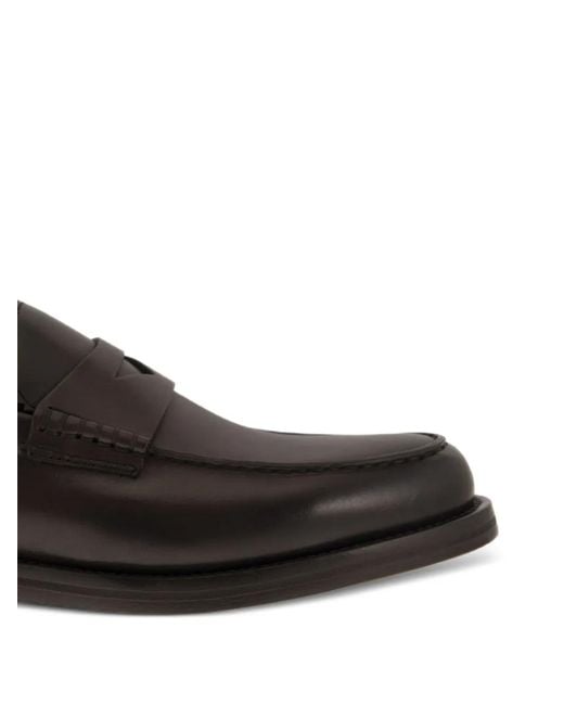 Doucal's Black Leather Loafers for men