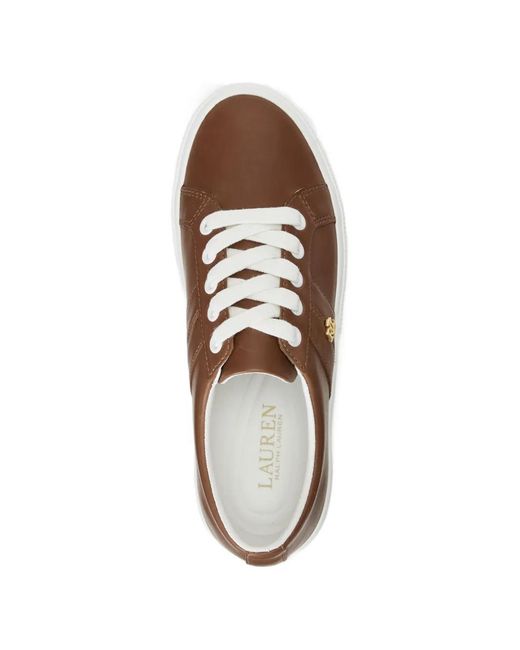 Ralph Lauren Brown Janson Ii Metal-Logo Sneakers