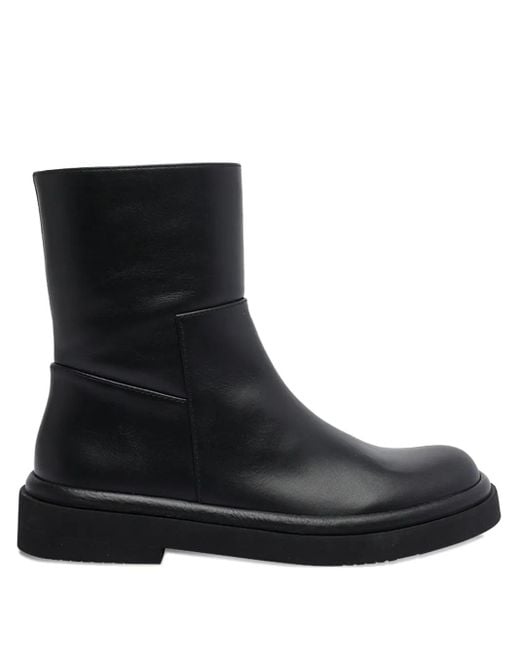 Paloma Barceló Black Zip-Detail Round-Toe Ankle Boots