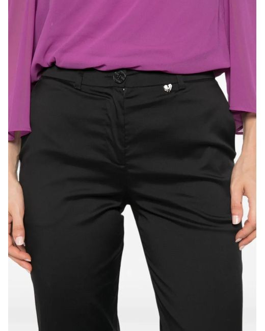 My Twin Black Heart-Plaque Slim-Fit Trousers