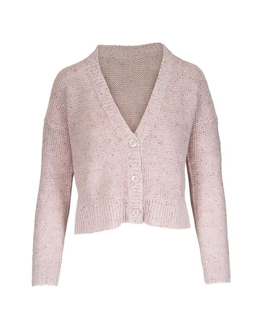 Kinross Cashmere Pink Button-Front Cardigan