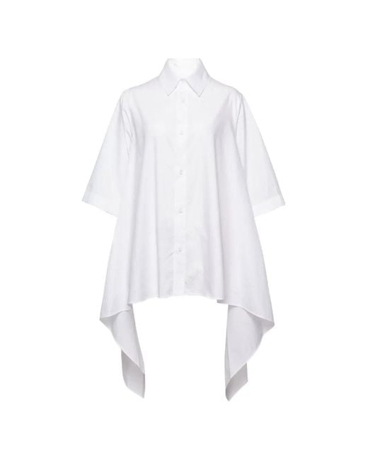 Yohji Yamamoto White Blouse Flounce À Manches Courtes