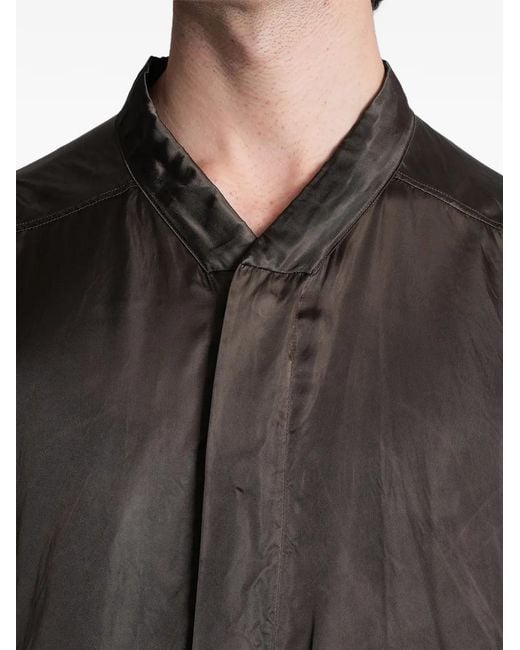 Rick Owens Gray Jumbo Faun Mandarin-Collar Wide-Sleeve Shirt for men