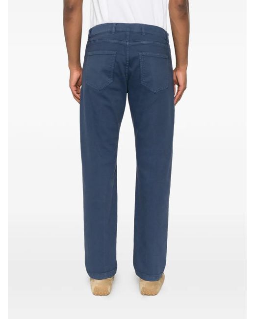Eleventy Blue Five-Pocket Straight-Leg Trousers for men