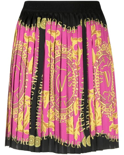 Versace Jeans Couture Geplooide Mini-Rok in het Pink