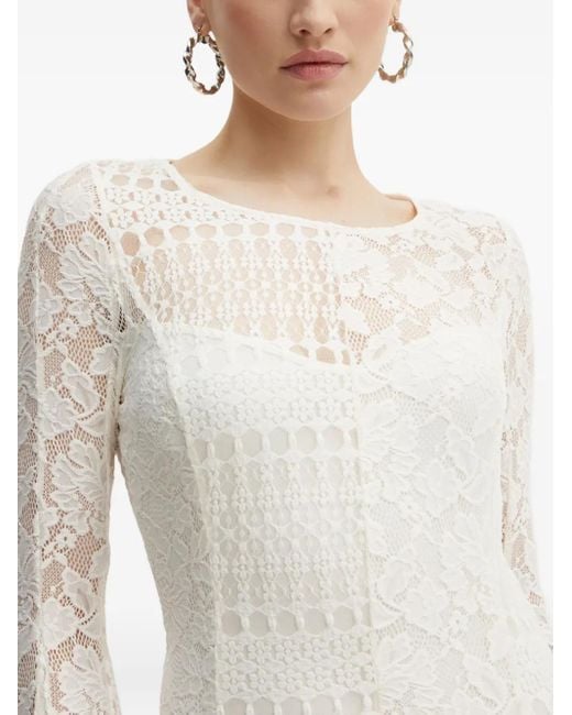 Guess White Rückenfreies Minikleid Aus Spitze