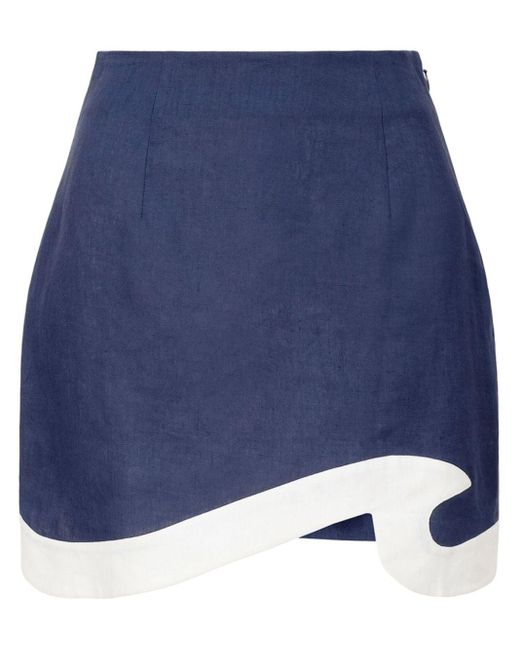 Staud Blue Leandro Contrasting-trim Mini Skirt