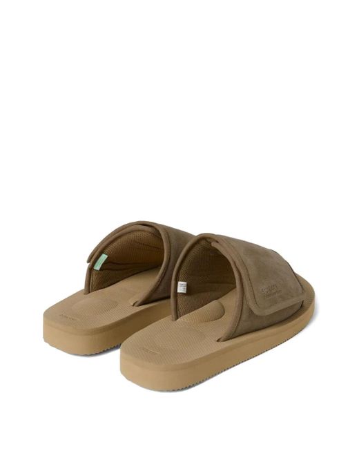 Suicoke Brown X Thisisneverthat Suede-Leather Strap Slides for men